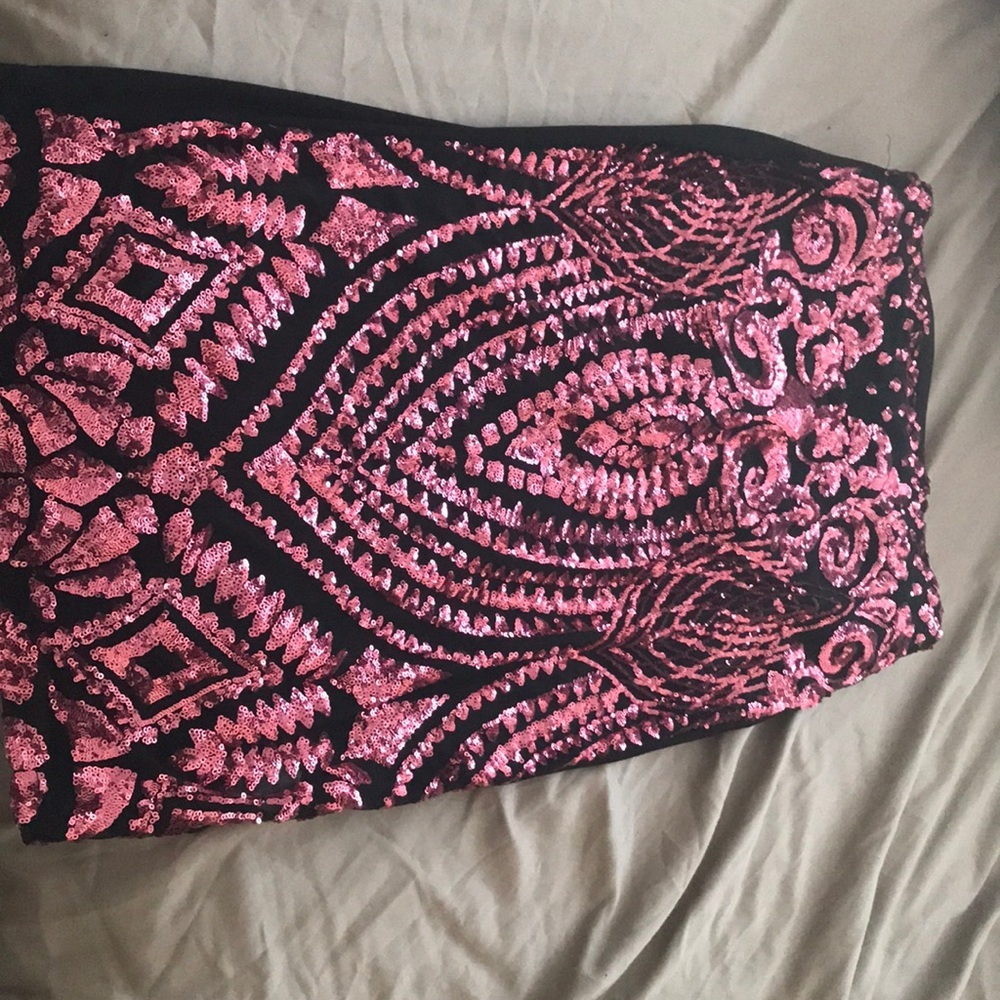 Baddalzed Pink and Black Sequin Two Piece Set.